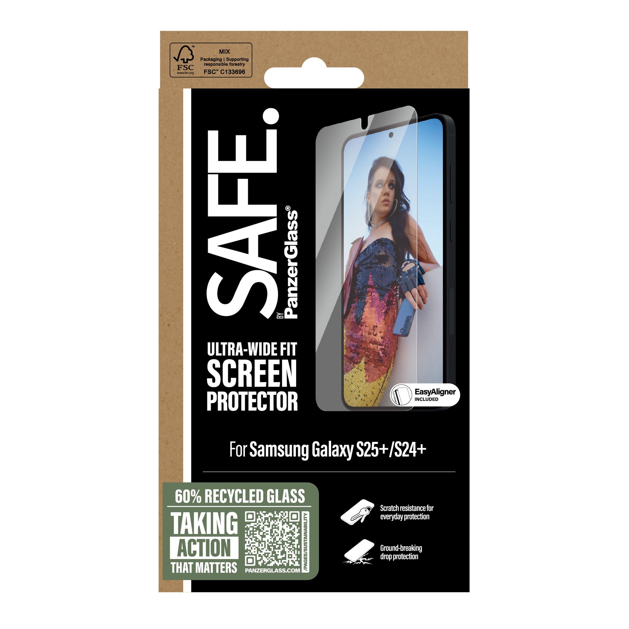 SAFE. by PanzerGlass® Screen Protector Samsung Galaxy S25+ | S24+ | Ultra-Wide Fit w. Aligner